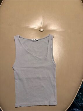 Zara light gray tank top with cut out neckline.